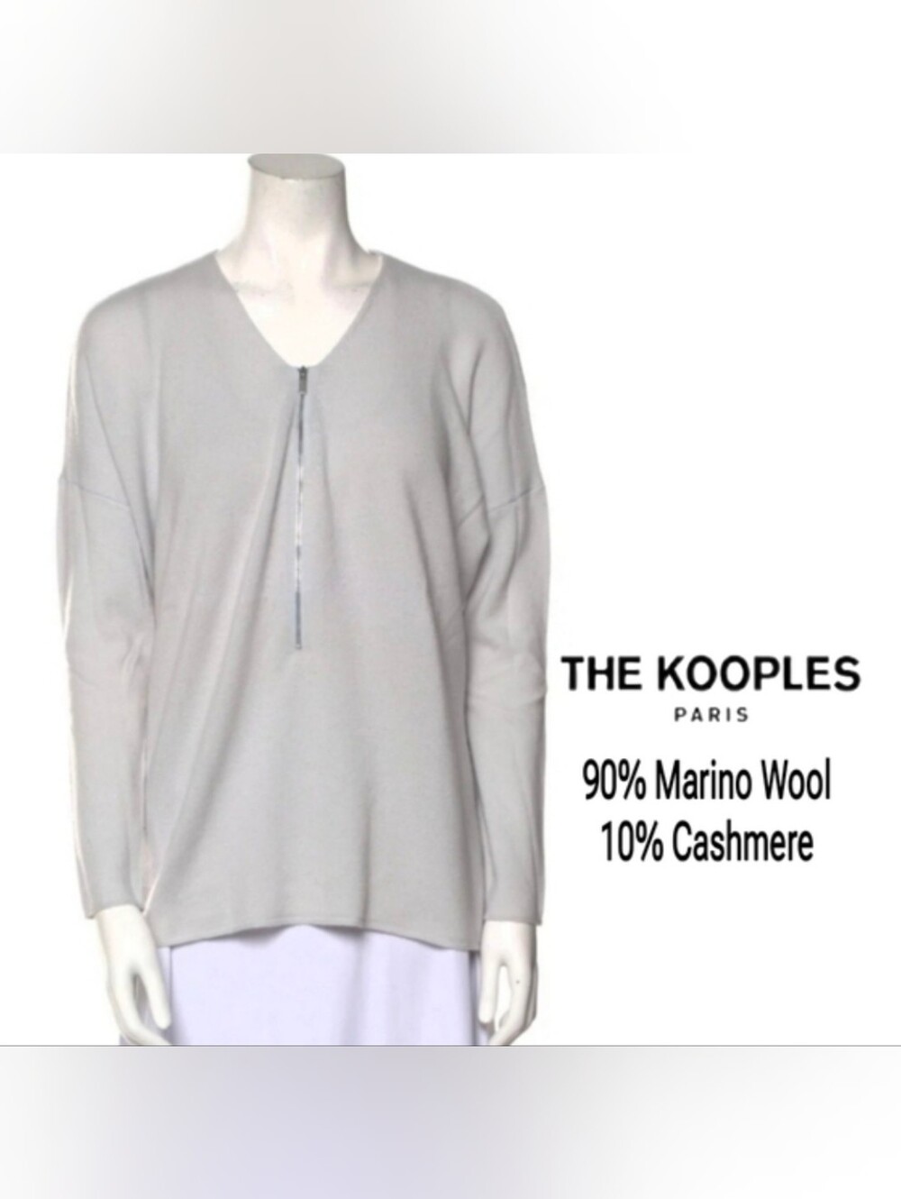 The Kooples Merino Wool Cardigan Blue Long Sleeve with V-Neck Fit Sweater